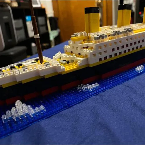 Miniatura 7 de Titanic Ship - Juego de bloques de construcción modelo de barco, juegos de rompecabezas 3D, juguetes educativos de bricolaje, juguete de ladrillos
