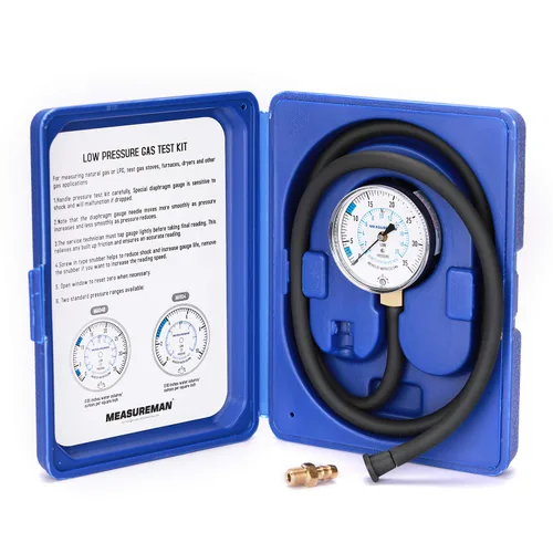 Miniatura 2 de MEASUREMAN Kit de prueba de presión de colector de gas natural o gas LP, 0-35 "W.C., 1/4" NPT, manguera de 40" de longitud