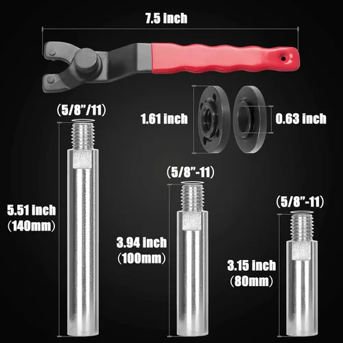 Miniatura 2 de 12 piezas de kit de accesorios para amoladora angular con tuercas de brida, varilla de conexión de eje extendido para amoladora angular con rosca