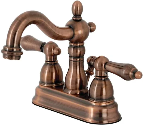 Kingston Brass KB160ALAC Heritage - Grifo de baño central de 4 pulgadas, cobre antiguo