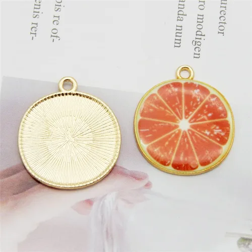 Miniatura 3 de JJG Race - Juego de 40 dijes chapados en oro surtidos de limón, sandía, naranja, fresa, manzana, delicados, colgantes de frutas para aretes