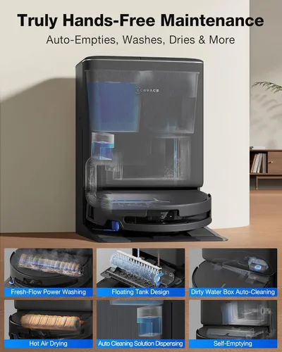 Miniatura 6 de ECOVACS DEEBOT T90 PRO OMNI Robot Aspirador y trapeador, succión de 30,000 Pa, mopa de rodillo OZMO autolimpiante instantánea, limpieza TruEdge