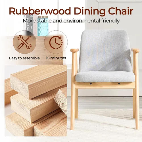Miniatura 6 de Silla decorativa, sillón moderno de mediados de siglo, cómoda silla de lectura con asiento suave y patas de madera maciza para sala de estar
