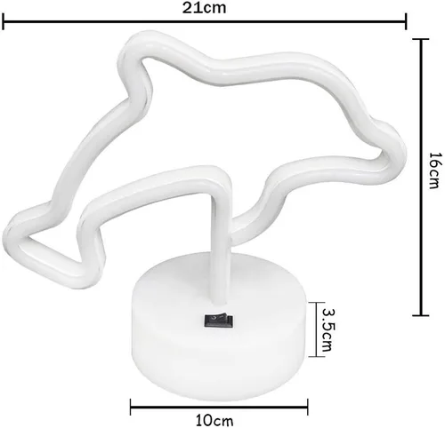 Miniatura 7 de Señales LED de neón con forma de delfines azules, luz de neón con base y USB, funciona con pilas, letreros de luz LED para fiesta de cumpleaños