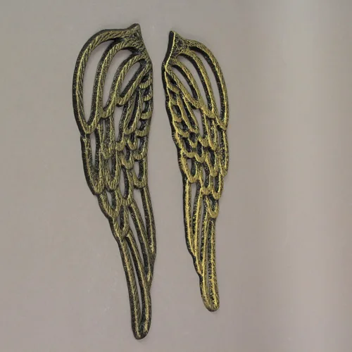 Miniatura 6 de Zeckos Escultura de pared de corazón y alas de ángel de metal galvanizado rústico galvanizado, decoración artística colgante para baños, dormitorios