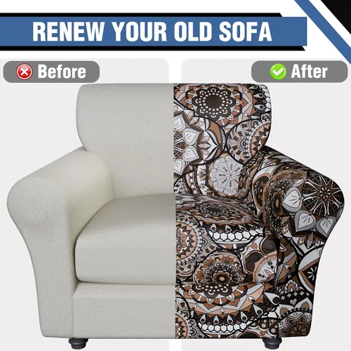 Miniatura 7 de Fundas elásticas para silla, fundas elásticas para sillón de 2 piezas, fundas de sofá lavables con diseño floral para sillón, protector de muebles