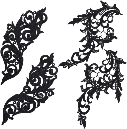 Miniatura 11 de GORGECRAFT 2 pares de parches de flores negras para ropa, apliques bordados, ramo de rosas bohemias, parches para coser, vestidos de novia, cuello