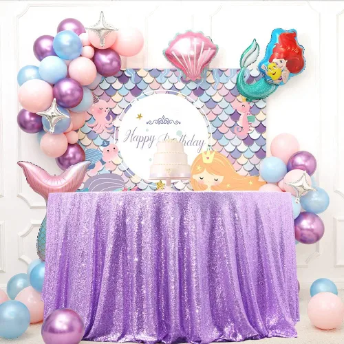 Miniatura 25 de Eternal Beauty Mantel de lentejuelas doradas de 120 pulgadas, mantel redondo brillante con purpurina para decoración de bodas, fiestas de cumpleaños