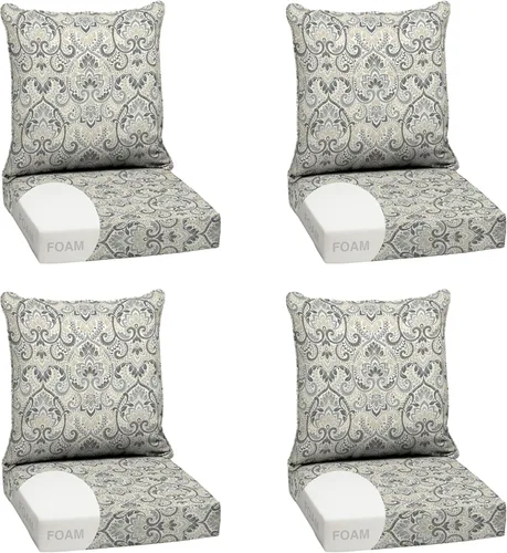 Miniatura 128 de Arden Outdoor Deep Seat Cushion Set, 24 x 24 pulgadas, Cojín para patio resistente al clima, a la lluvia y a la decoloración para silla, sofá y sofá