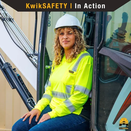 Miniatura 2 de KwikSafety - Charlotte, NC - Vixen Hi Vis Long Sleeve Safety Shirt for Women [Angel Hair Reflective Tape] Manga larga Amarillo