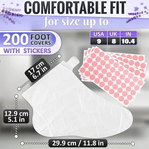Miniatura 2 de 200 piezas de guantes para pies para hidratación – Cubiertas de pie de plástico a prueba de fugas para pies, diseño antideslizante acanalado con 200