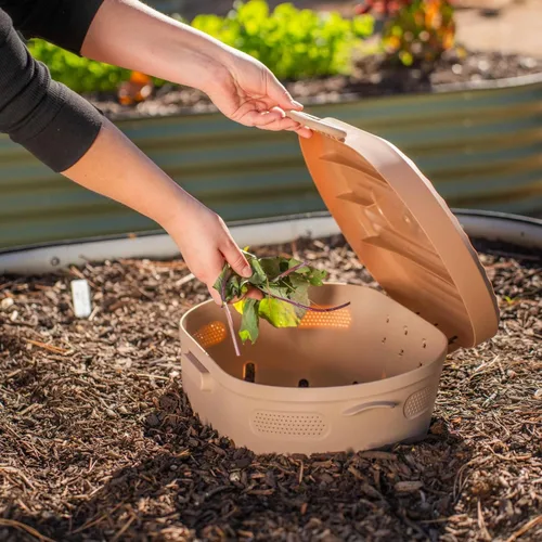Miniatura 2 de Vego Garden Compostador de lombrices para enterrar en el suelo, contenedor de compostaje para granjas al aire libre, sistema de compostaje libre