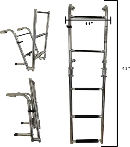 Miniatura 9 de 77090402 Escalera plegable para barco de 5 escalones Acero inoxidable Escalera para barco de esquí Escalera para pontón 2 + 3 escalones