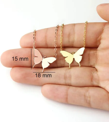 Miniatura 2 de MEVECCO Collar delicado con inicial de oro de 18 quilates, chapado en oro de 18 quilates, collar con dije de mariposa, delicado collar diario