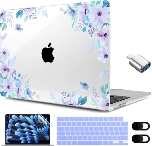 Miniatura 30 de MEEgoodo Funda para MacBook Air M5/M4/M3/M2 de 15 pulgadas 2026 2025 2024 2023, funda compatible con el modelo (A3448/A3241/A3114/A2941)