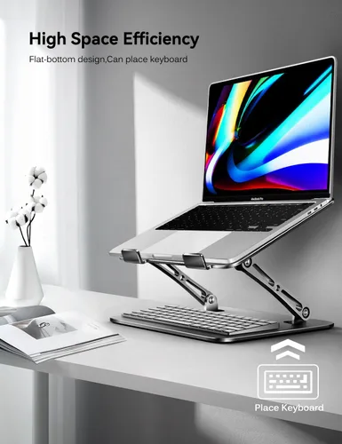 Miniatura 5 de ivoler Soporte Ajustable para Laptop con Base Giratoria de 360°, Soporte Ergonómico para Laptop para Escritorio, Elevador de Laptop Plegable