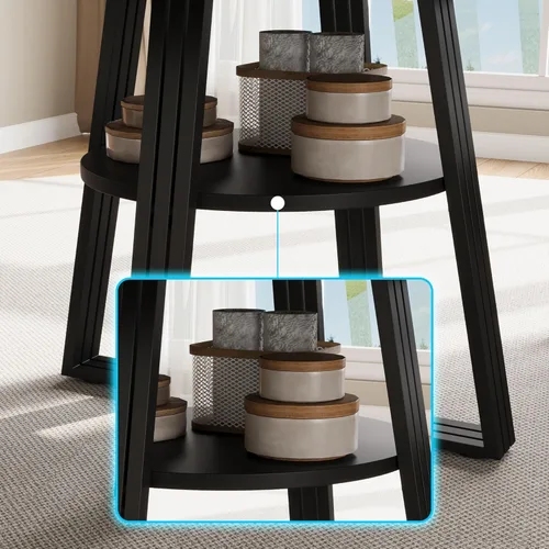 Miniatura 3 de GarveeHome Mesa de comedor redonda para 4-6, 47.2 pulgadas, mesa de cocina de granja con almacenamiento, mesas de comedor circulares para cocina