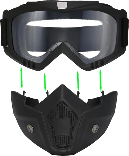 Miniatura 7 de Máscara de paintball anti niebla, máscara de Airsoft para cara completa, máscara táctica, gafas de casco de motocicleta con máscara facial extraíble