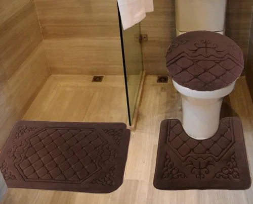 Miniatura 20 de All American Collection - Juego de 3 tapetes de baño de espuma viscoelástica con diseño de corona de felpa suave antideslizante para ducha, baño