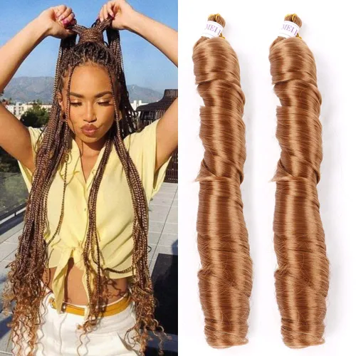 Miniatura 42 de Cabello rizado francés trenzado para trenzas de caja, 8 paquetes de 12 pulgadas, 3.00 oz/paquete, cabello trenzado de onda suelta, extensiones
