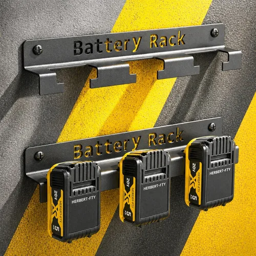 Miniatura 8 de Soporte de batería de metal Ryobi de 18 V, estante de montaje en pared para batería Ryobi de 18 V, almacenamiento de batería Ryobi con 3 ranuras
