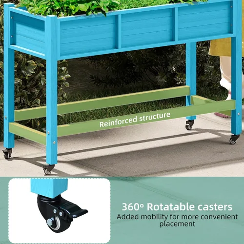 Miniatura 5 de YITAHOME Cama de jardín elevada de polietileno de alta densidad, 47 x 18 x 31 pulgadas, maceta elevada de madera de polietileno resistente a