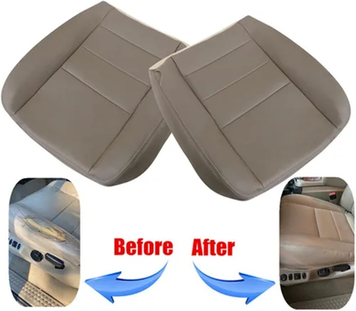 Miniatura 5 de GXARTS Funda de Asiento de Reemplazo de Cuero para Conductor y Pasajero, Parte Inferior, TAN 4H 8H, Compatible con Ford F250 F350 F450 F550 Super