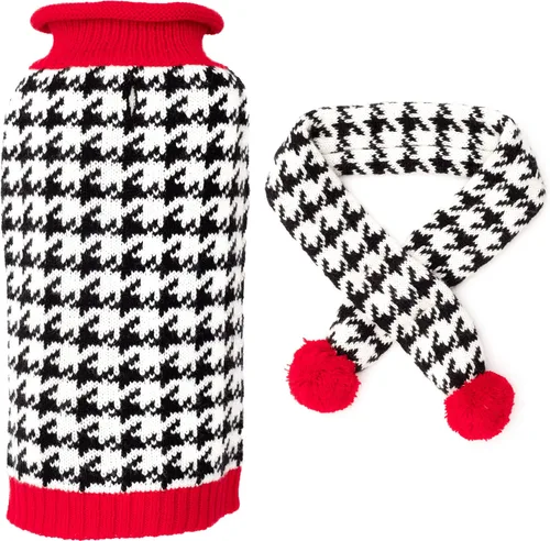 Miniatura 9 de The Worthy Dog Suéter de cuello alto de punto grueso, ropa cálida de invierno para perro, trajes de abrigo para mascotas para clima frío - XXS, gris