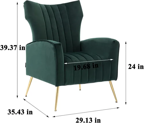 Miniatura 2 de Silla decorativa curvada copetuda con patas de metal doradas de terciopelo tapizado con brazo tapizado para club, ocio, silla moderna para sala