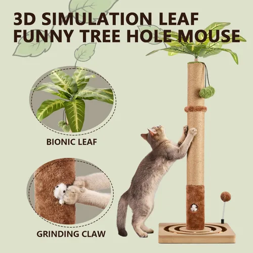 Miniatura 3 de MECOOL Poste rascador para gatos de 35 pulgadas de alto, postes de rascar resistentes y de alta calidad con bola colgante y pista de bola, lindo