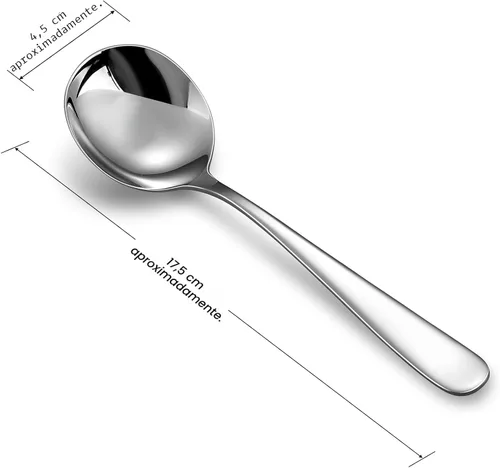Miniatura 4 de KEAWELL Cucharas de sopa Louise premium de 7 pulgadas, acero inoxidable 18/10, aptas para lavavajillas (4)