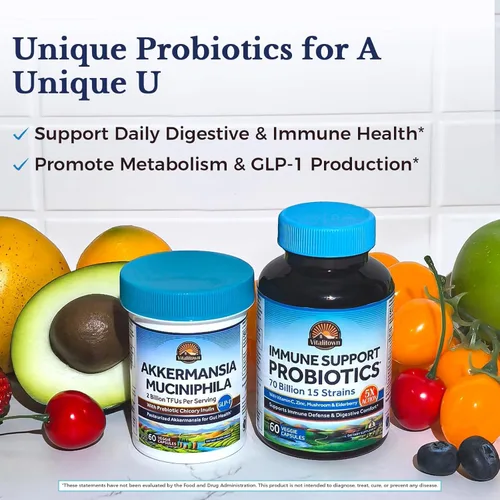 Miniatura 7 de Vitalitown Probióticos 70 mil millones de UFC, suplemento de probióticos de apoyo inmunológico, 15 cepas de fuerza clínica, con vitamina C, zinc