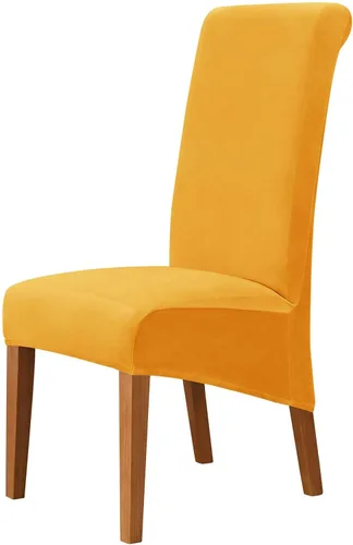 Miniatura 21 de Funda de terciopelo para silla de comedor, funda elástica para sillas grandes, fundas para sillas de respaldo alto (Bianco, paquete de 1)