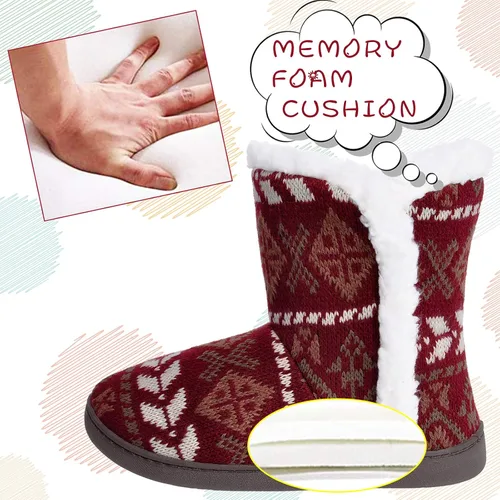 Miniatura 5 de Botas cómodas y esponjosas de piel sintética para mujer, botas de tobillo de espuma viscoelástica suave, zapatos de meter para casa, suela