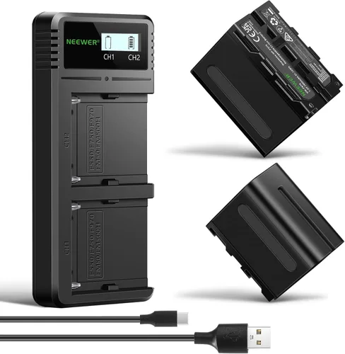 Miniatura 11 de Neewer Paquete de 4 baterías de repuesto de 7.4 V 6600 mAh NP-F970 con cargador de batería de 4 canales y adaptador de corriente, compatibles