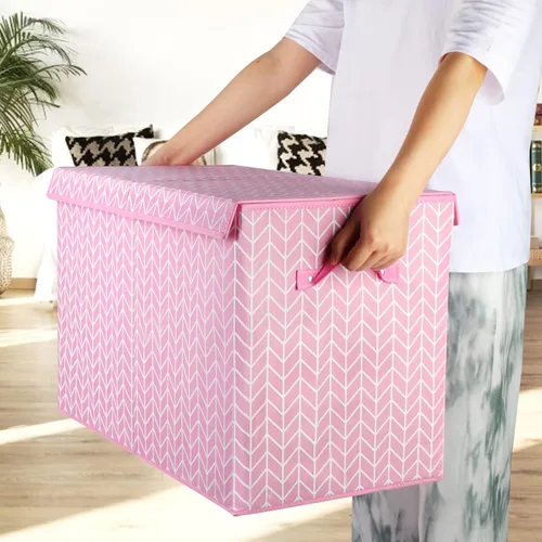 Miniatura 5 de Mayniu Caja grande de almacenamiento de juguetes para niñas y niños, resistente caja de juguetes organizadora con tapa para sala de estar, Rosa