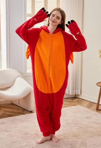 Miniatura 3 de Focupaja Pijama de dragón para adultos, disfraz de Halloween, ropa de dormir de una pieza