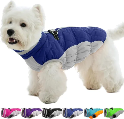 Miniatura 39 de Abrigo de invierno para perro, chaqueta grande para perro, chaqueta impermeable para mascotas con cremallera trasera, abrigo para mascotas con arnés