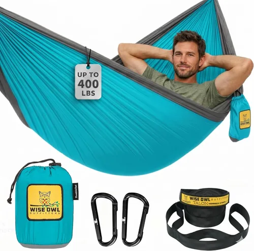 Miniatura 19 de Wise Owl Outfitters Hamaca de camping – Hamaca portátil de 500 libras con correas de árbol – viajes, mochileros, senderismo, equipo de campamento al