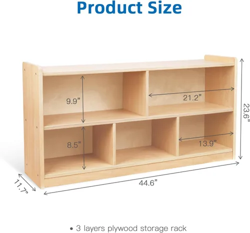 Miniatura 3 de OOOK Gabinete de almacenamiento de madera con 5 compartimentos, estante Montessori para organizadores y almacenamiento de juguetes, organizador