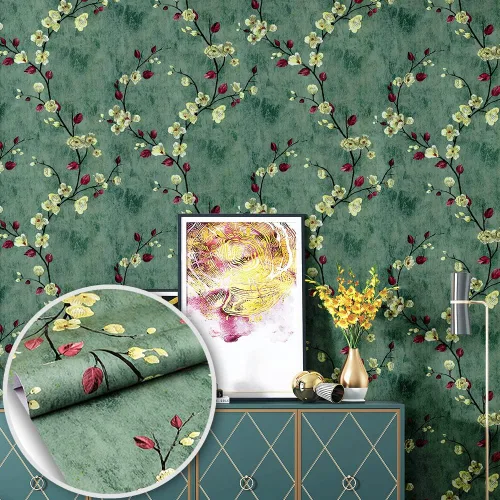 Miniatura 6 de J836 - Papel tapiz floral para despegar y pegar, de vinilo removible, autoadhesivo, para decoración de paredes, encimeras de muebles, 17.7 x 9.8