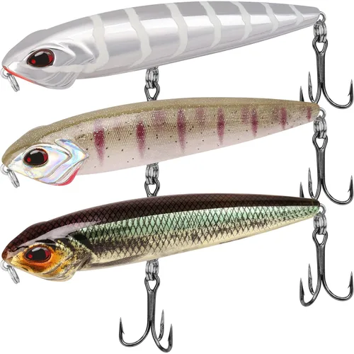 TRUSCEND PoPobait con ganchos BKK, señuelos de pesca para lubina, lucio, lucio, perca almizclada, señuelo flotante para agua dulce o salada,