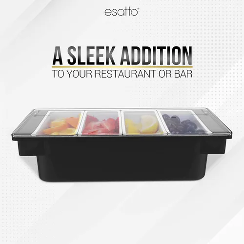 Miniatura 8 de Esatto - Porta condimentos para bar, bandeja de guarnición refrigerada con tapa para bar, 4 insertos de 1/2 pinta, con 12 vertedores para botellas