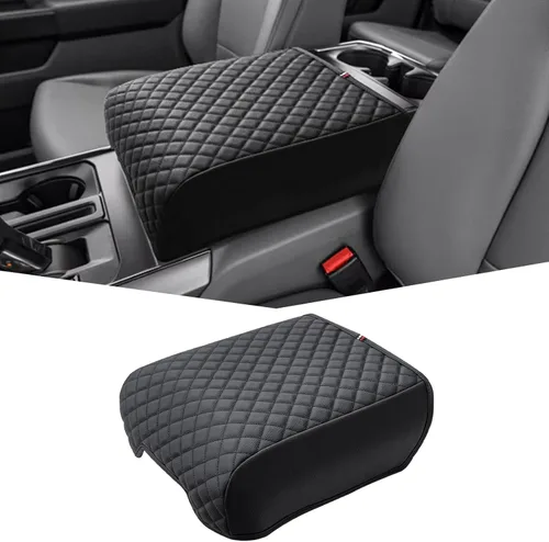 JDMCAR Cojín de Consola Central Compatible con Ford F150 2021 - 2025 2026 de Cuero PU, Accesorios Interiores de Reposabrazos, Protector de Tapa de
