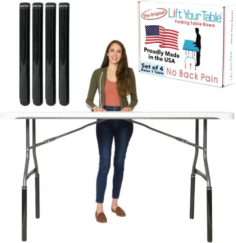 Miniatura 12 de Lift Your Table® Elevadores de mesa plegables, altura de barra (pie móvil), fabricados en los Estados Unidos, resistentes, resistentes, portátiles