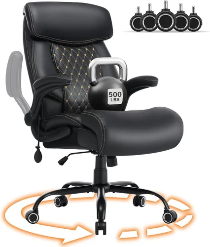 BOSMILLER Big and Tall Office Chair, Heavy Duty Executive Chairs with Adjustable Lumbar Support for Back Pain, Ergonomic Comfortable Computer Chair