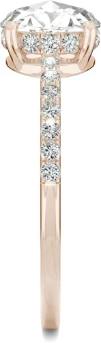 Miniatura 5 de Charles & Colvard - Anillo de compromiso con halo oculto de moissanita de oro rosa de 14 quilates de 0.256 in