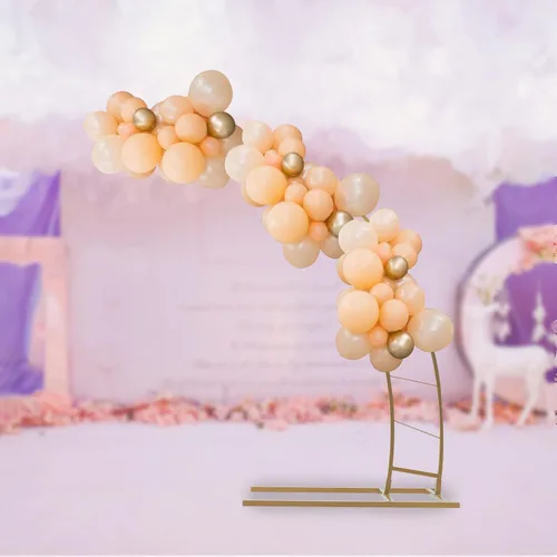 Miniatura 3 de Soporte de arco de luna creciente de metal de 6.5 pies, soporte de marco de arco dorado para ceremonia, soporte de fondo de fotografía de arco