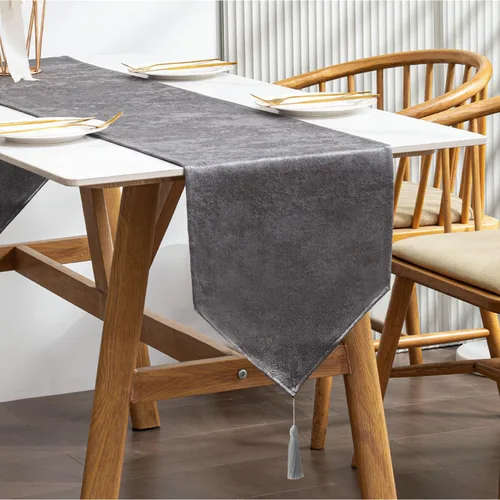 Miniatura 15 de BALCONY & FALCON Camino de mesa con borlas, lavable a máquina, caminos de mesa decorativos de lujo para el hogar para comedor, fiestas, banquetes