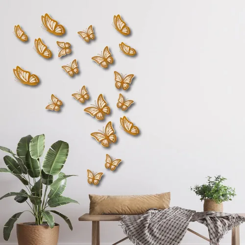 Miniatura 5 de 20 calcomanías de pared con mariposas 3D, calcomanías de papel de doble capa, calcomanías de mariposa extraíbles para decoración de salas de estar